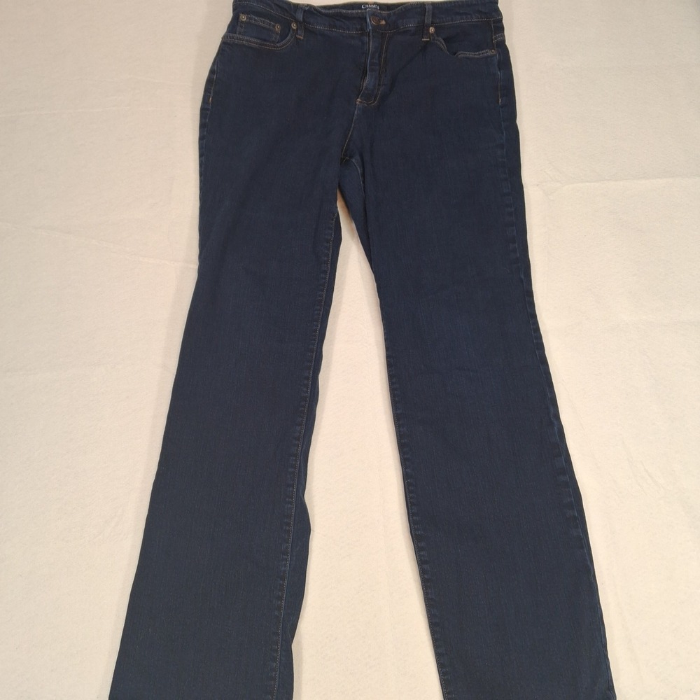 Chaps Denim Jeans Womens 14 Blue Straight Leg Dark Wash Stretch Classic
